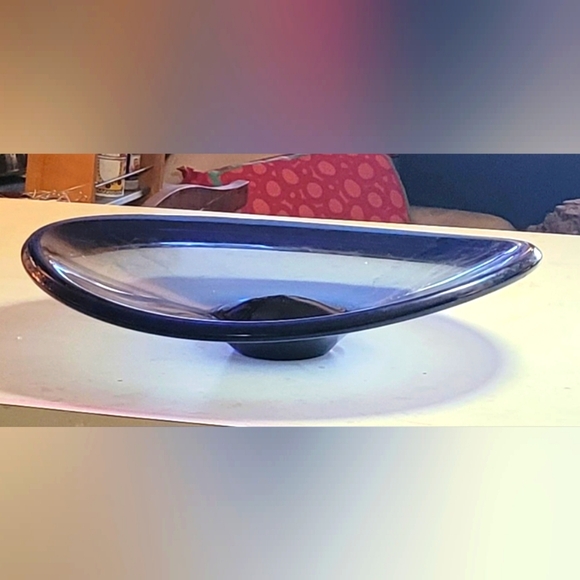 XL mcm HOLMEGAARD danish mod ETCH SIGNED saturn bowl PER LUTKIN 16" blown glass - Picture 6 of 6